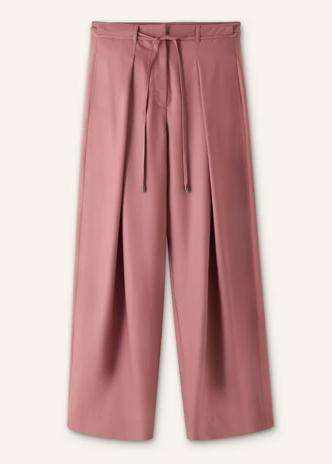 Women Tailored Wide Tapered Trouser Belt Smoke Pink MEEM