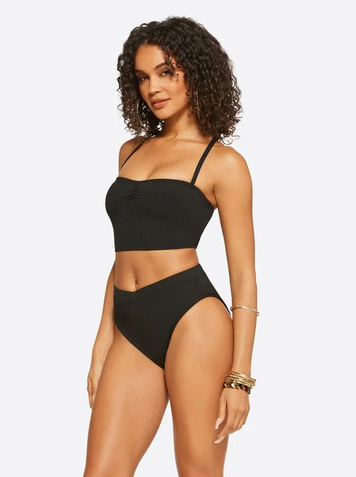 Women Textured Solids Open Back Tank In Black Jessica Simpson Swim