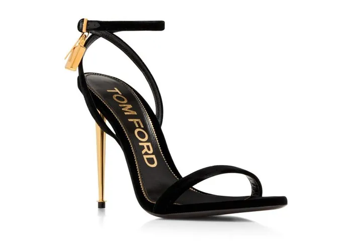 Women The Padlock Tom Ford Velvet Padlock Pointy Naked Sandal Black Women The Padlock Tom Ford Velvet Padlock Pointy Naked Sandal Black