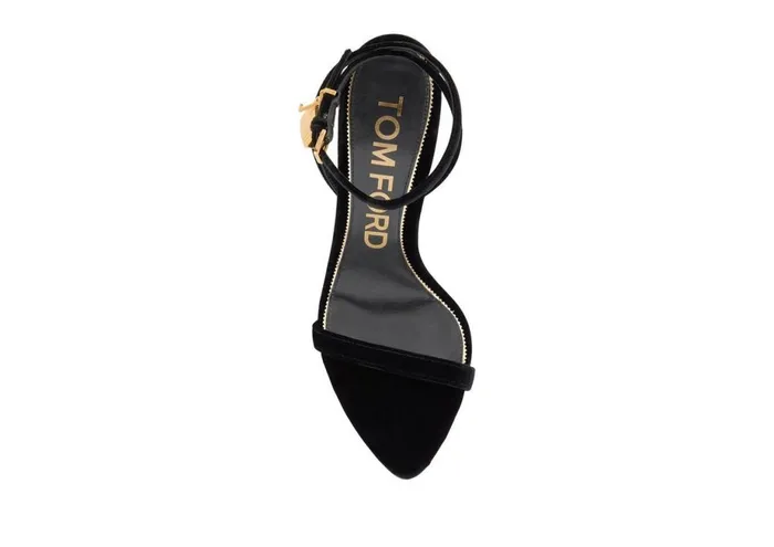 Women The Padlock Tom Ford Velvet Padlock Pointy Naked Sandal Black Women The Padlock Tom Ford Velvet Padlock Pointy Naked Sandal Black
