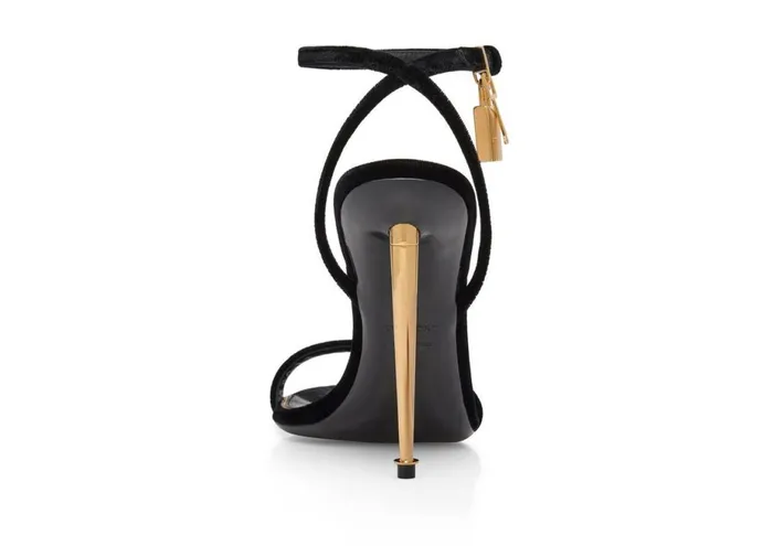 Women The Padlock Tom Ford Velvet Padlock Pointy Naked Sandal Black Women The Padlock Tom Ford Velvet Padlock Pointy Naked Sandal Black