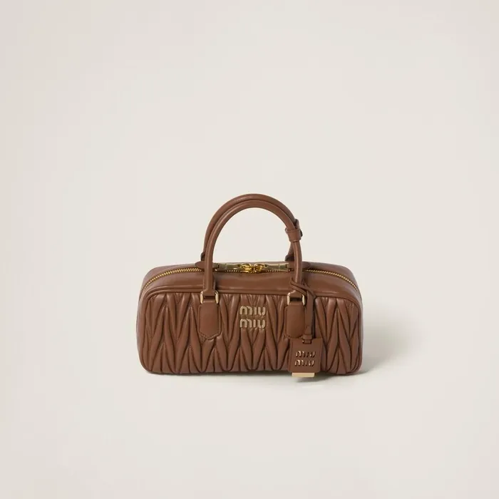 Women Top Handles Miu Miu Arcadie Matelass Nappa Leather Bag Cognac