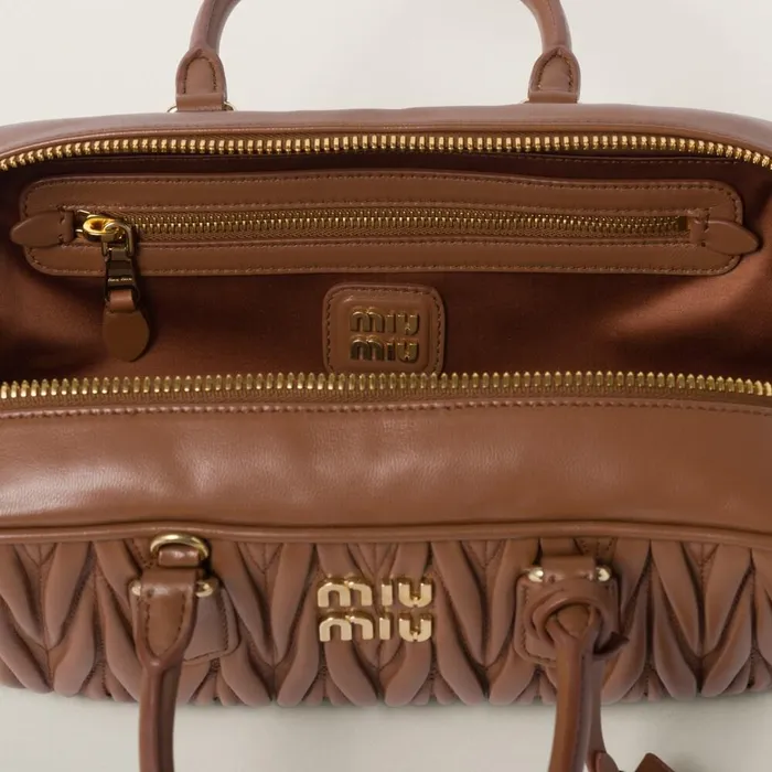 Women Top Handles Miu Miu Arcadie Matelass Nappa Leather Bag Cognac Women Top Handles Miu Miu Arcadie Matelass Nappa Leather Bag Cognac