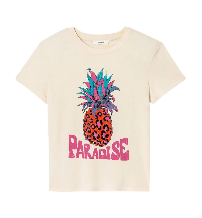 Women Top With A Motif 8211 Beige Print Promod Tops Women Top With A Motif 8211 Beige Print Promod Tops