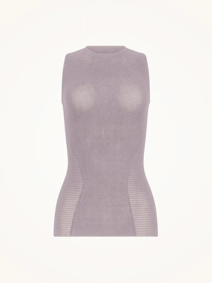 Women Tops and Tshirts Wolford Grid Net Top Sleeveless Mauve