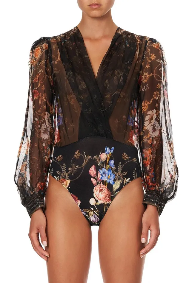 Women Tops Camilla Blouson Sleeve Body Suit Blushing Manor