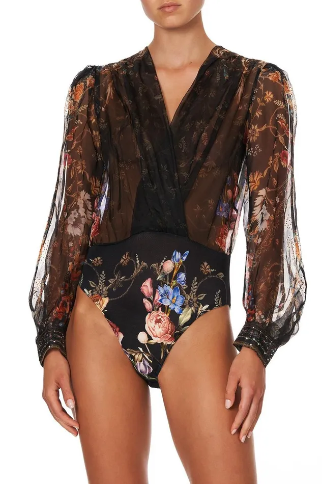 Women Tops Camilla Blouson Sleeve Body Suit Blushing Manor