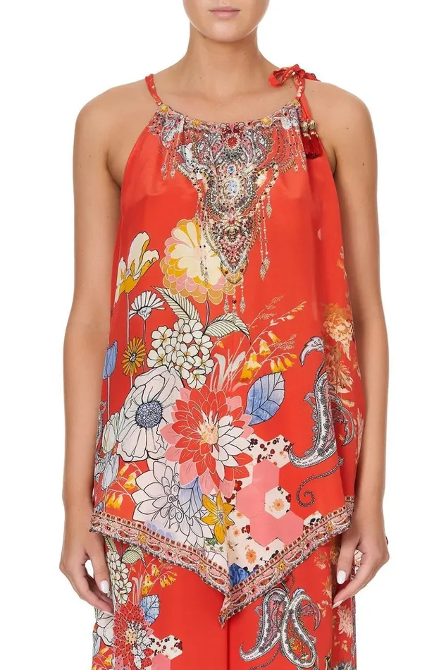 Women Tops Camilla Handkerchief Hem Tank Paisley In Patches