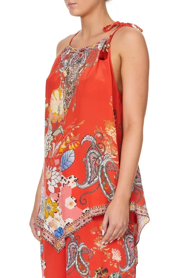 Women Tops Camilla Handkerchief Hem Tank Paisley In Patches