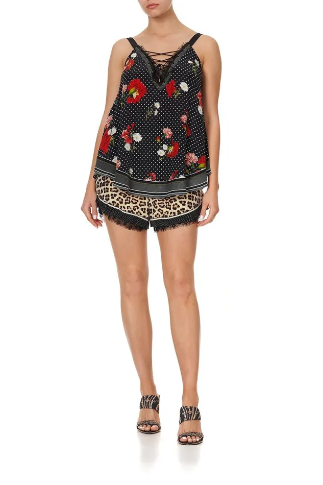 Women Tops Camilla Lace Up Eyelet Cami Coastal Parisienne