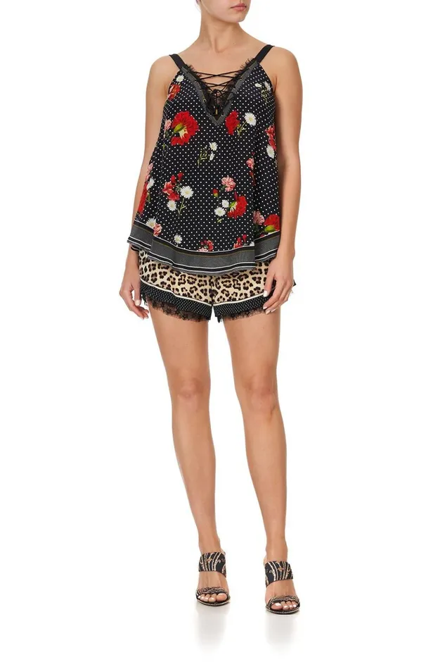 Women Tops Camilla Lace Up Eyelet Cami Coastal Parisienne