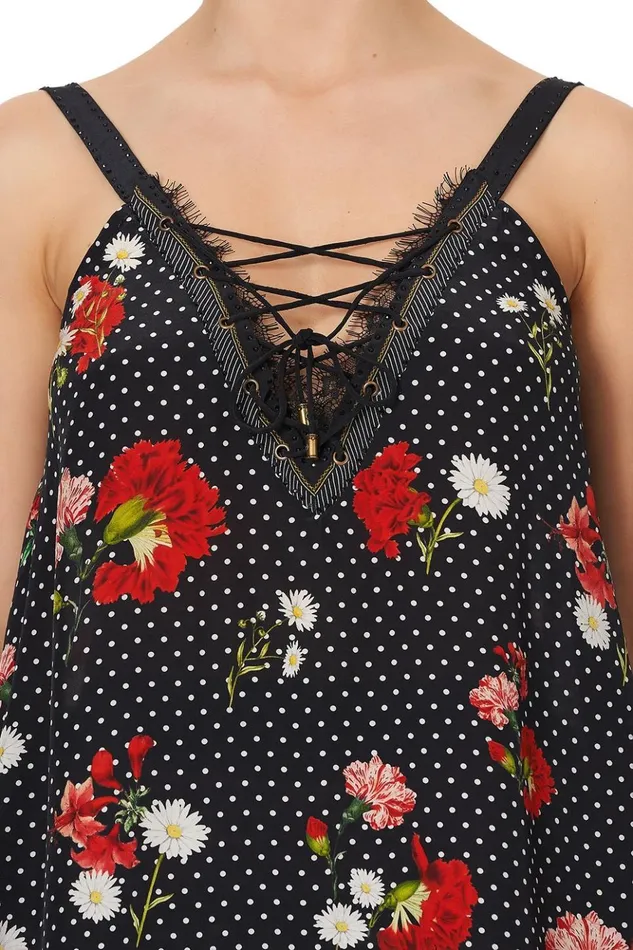Women Tops Camilla Lace Up Eyelet Cami Coastal Parisienne