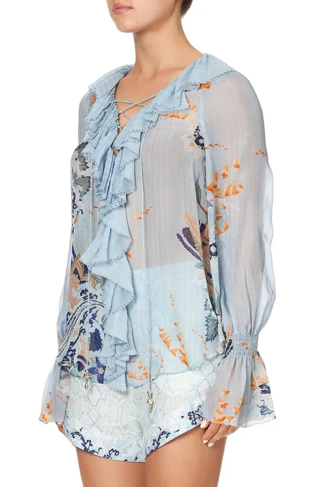 Women Tops Camilla Lace Up Ruffle Blouse Fraser Fantasia