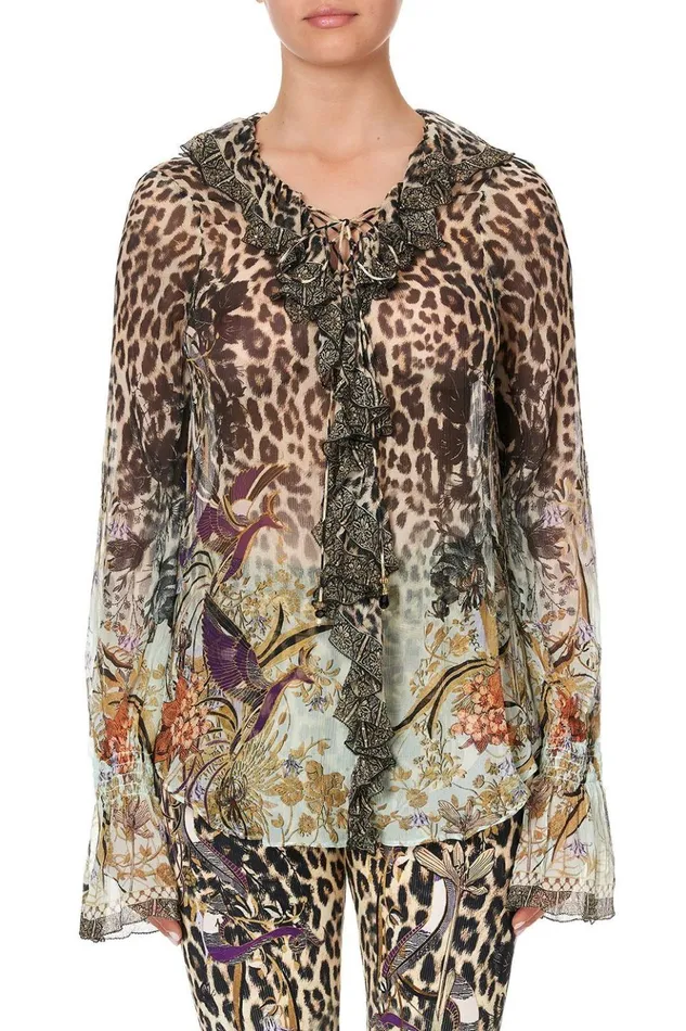 Women Tops Camilla Lace Up Ruffle Blouse Nomadic Nymph