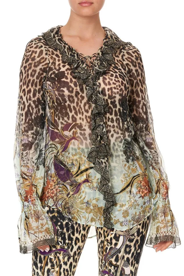Women Tops Camilla Lace Up Ruffle Blouse Nomadic Nymph