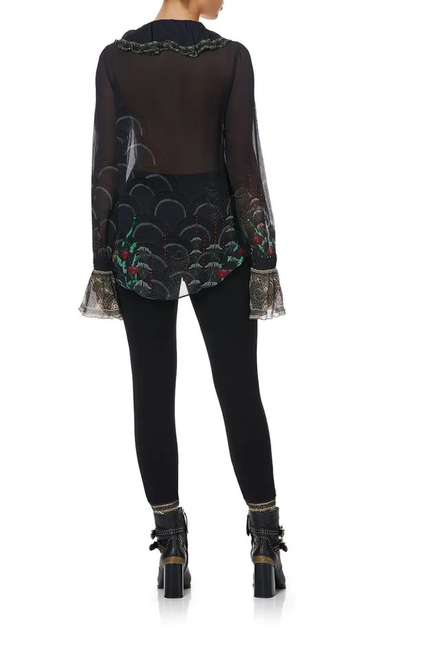 Women Tops Camilla Lace Up Ruffle Blouse Wise Wings