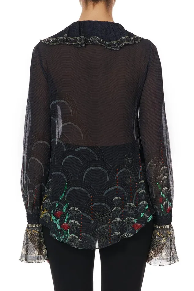 Women Tops Camilla Lace Up Ruffle Blouse Wise Wings