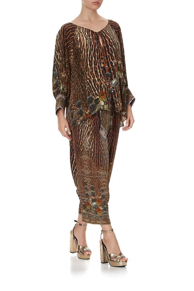Women Tops Camilla Raglan Sleeve Button Up Top Wild Azal