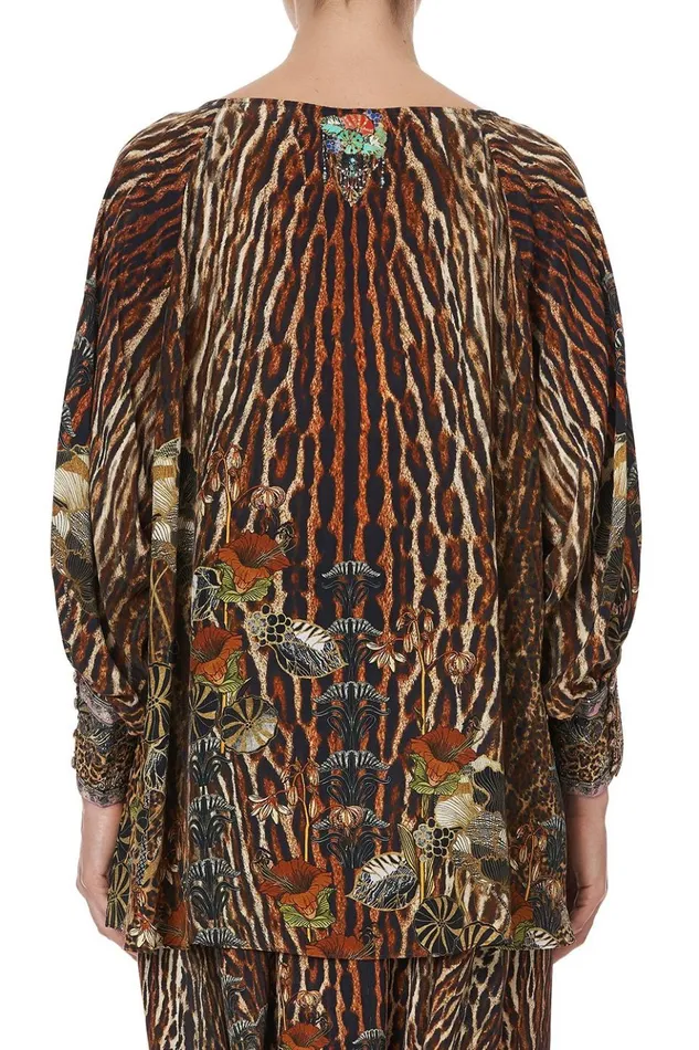 Women Tops Camilla Raglan Sleeve Button Up Top Wild Azal