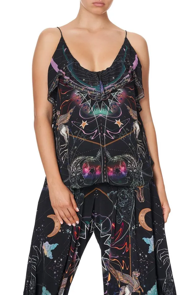 Women Tops Camilla Top With Neckline Frill Midnight Moon House