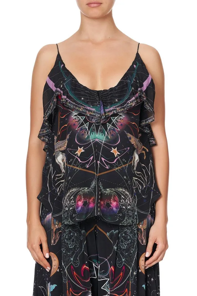 Women Tops Camilla Top With Neckline Frill Midnight Moon House