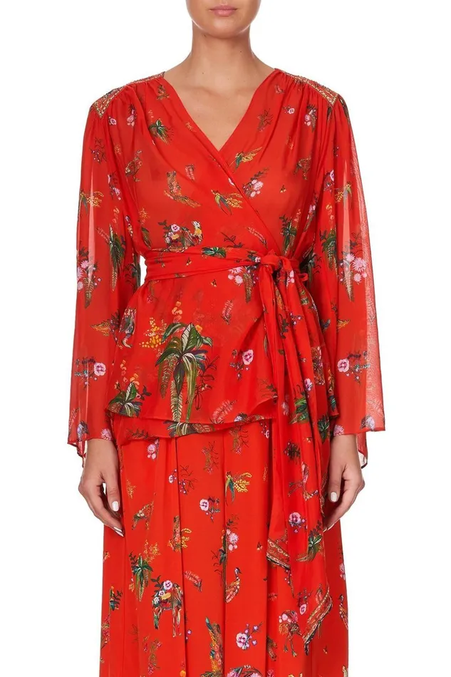 Women Tops Camilla Wrap Blouse With Yoke Cinema Paradiso