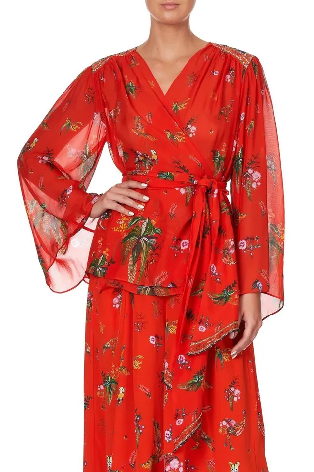 Women Tops Camilla Wrap Blouse With Yoke Cinema Paradiso