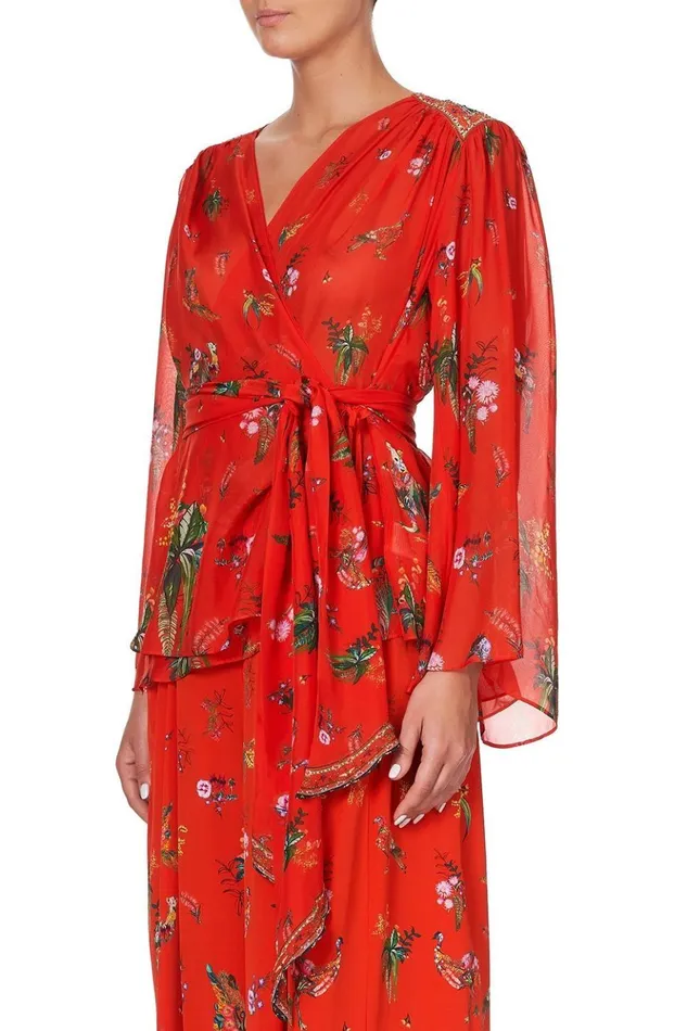 Women Tops Camilla Wrap Blouse With Yoke Cinema Paradiso