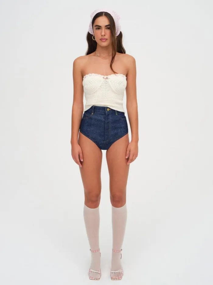 Women Tops For Love and Lemons Kelsey Crochet Top Beige Women Tops For Love and Lemons Kelsey Crochet Top Beige