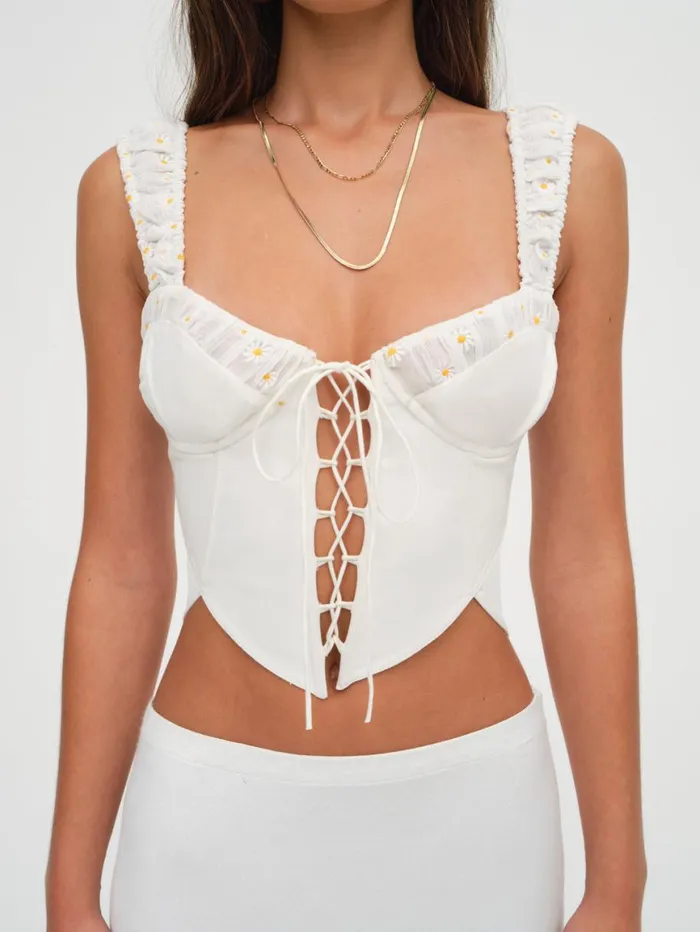Women Tops For Love and Lemons Tilly Denim Corset Top White Women Tops For Love and Lemons Tilly Denim Corset Top White
