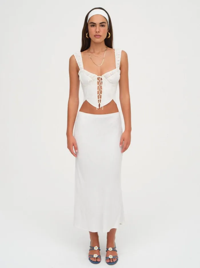 Women Tops For Love and Lemons Tilly Denim Corset Top White Women Tops For Love and Lemons Tilly Denim Corset Top White