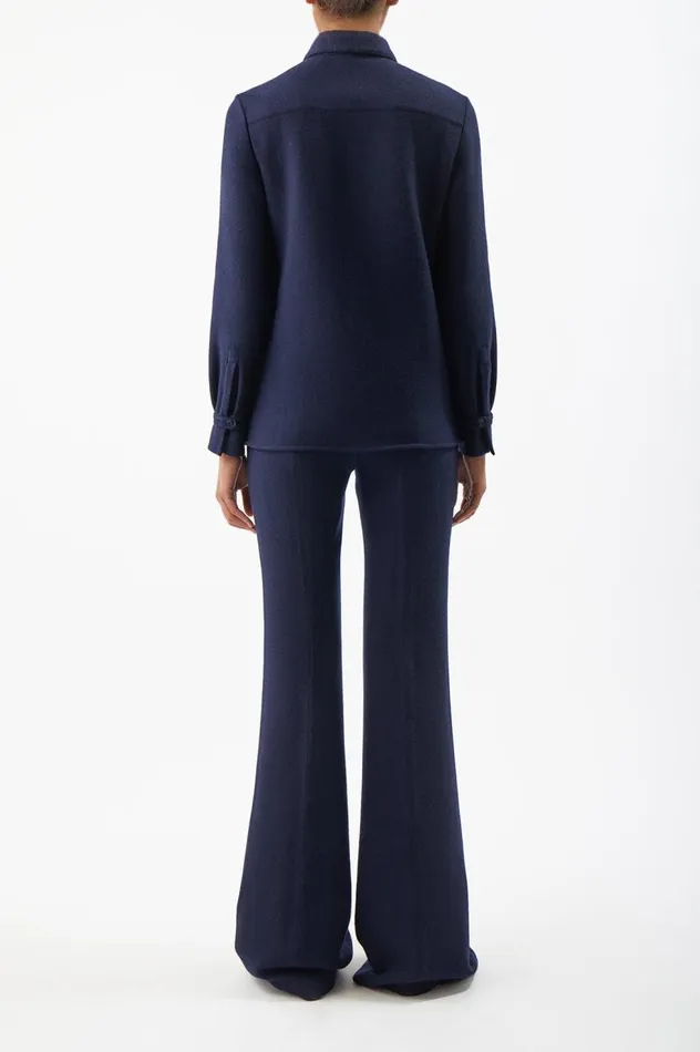 Women Tops Gabriela Hearst Cruz Shirt In Dark Navy Virgin Wool