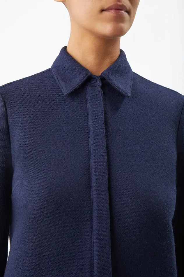 Women Tops Gabriela Hearst Cruz Shirt In Dark Navy Virgin Wool