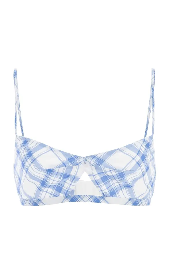 Women Tops Gabriela Hearst Gaia Bralette In Blue Check Upcycled Cotton