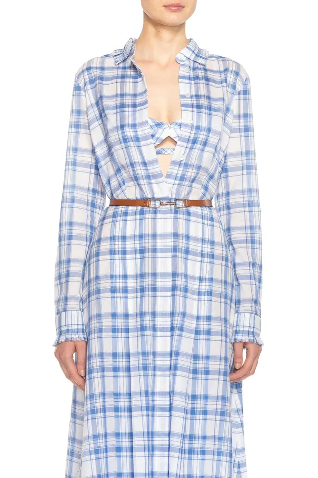 Women Tops Gabriela Hearst Gaia Bralette In Blue Check Upcycled Cotton
