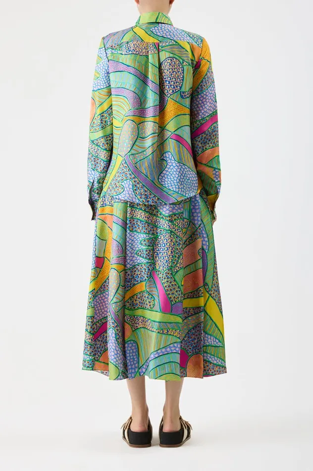 Women Tops Gabriela Hearst Henri Blouse In Green Multi Printed Silk Twill