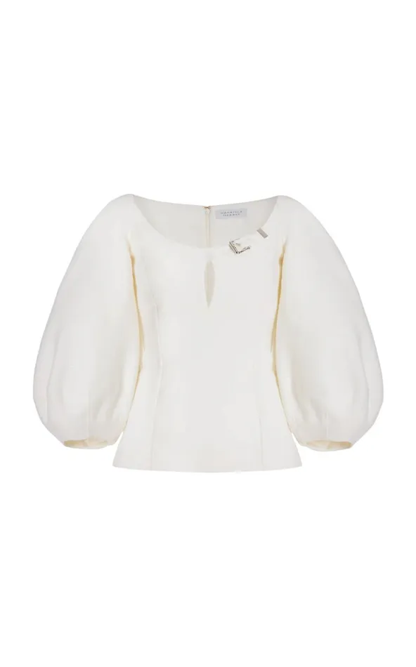 Women Tops Gabriela Hearst Siro Sequin Top In Ivory Virgin Wool