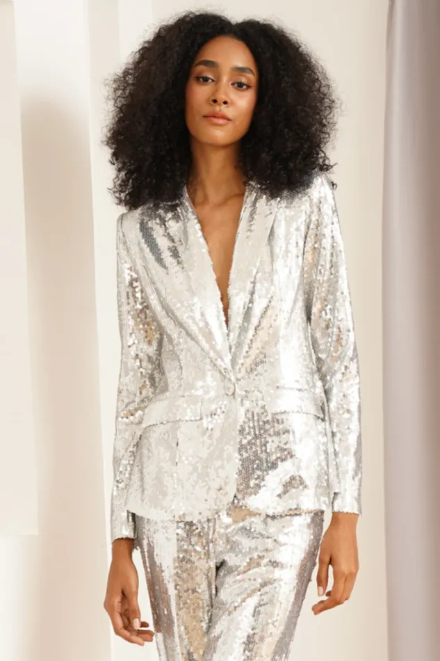 Women Tops YUMI KIM NANCY SEQUINS JACKET Silver Sequins