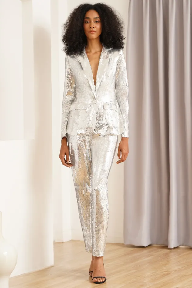 Women Tops YUMI KIM NANCY SEQUINS JACKET Silver Sequins