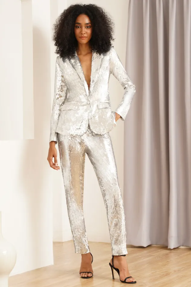 Women Tops YUMI KIM NANCY SEQUINS JACKET Silver Sequins
