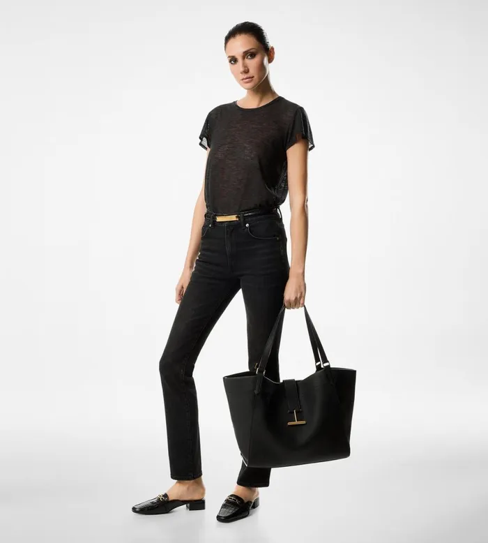 Women Totes Tom Ford Grain Leather Tara Large Tote Black Women Totes Tom Ford Grain Leather Tara Large Tote Black