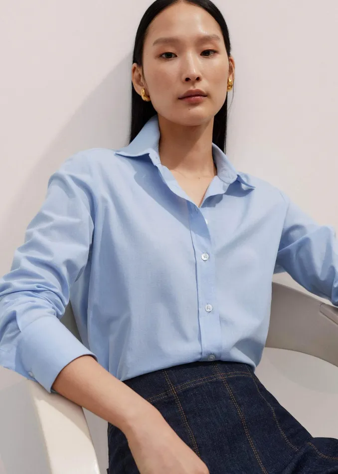 Women Travel Layering Shirt Chambray Blue MEEM