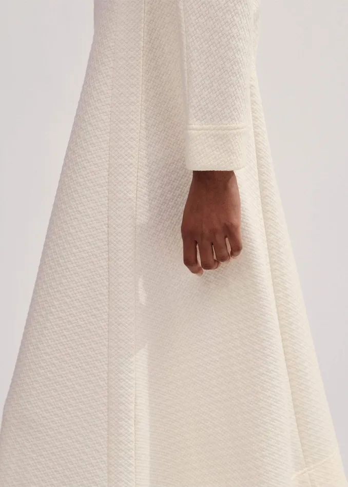 Women Travel Tailoring Batwing Sleeve Midi Dress Cream MEEM
