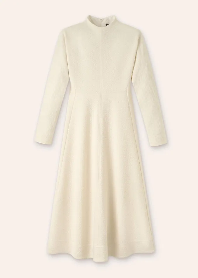 Women Travel Tailoring Batwing Sleeve Midi Dress Cream MEEM