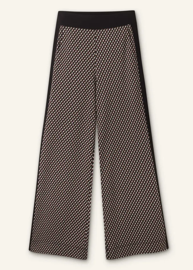 Women Travel Tailoring Geo Jacquard WideLeg Pant Blackbrowncream MEEM