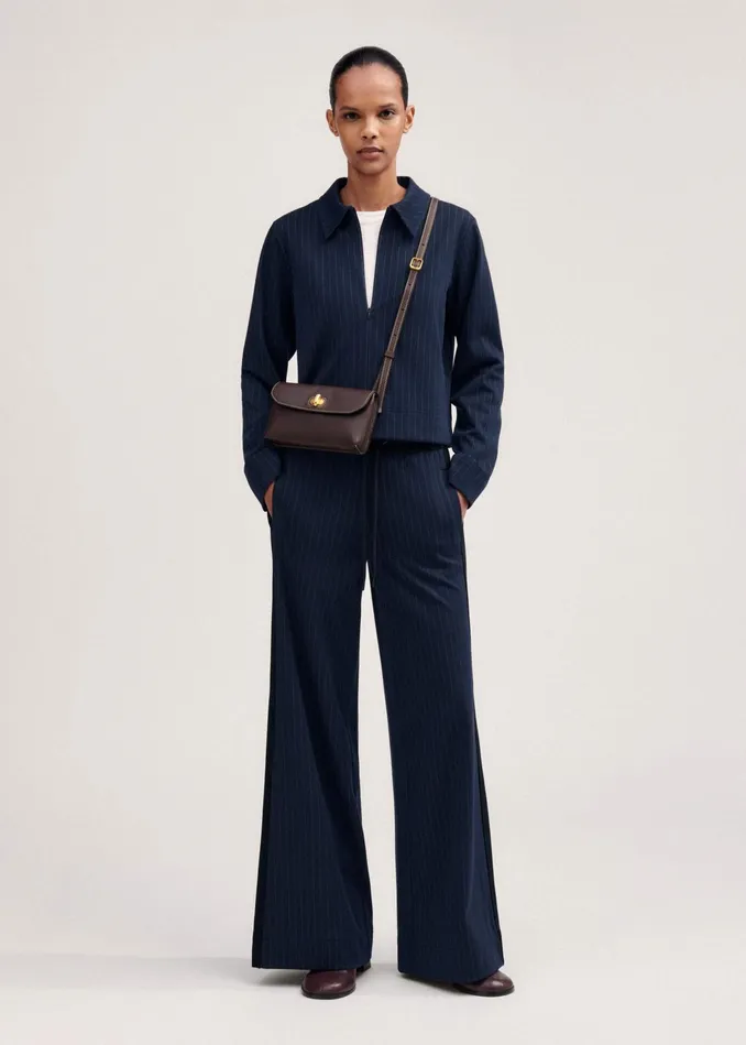 Women Travel Tailoring Pinstripe Pant Box Top Coord MEEM