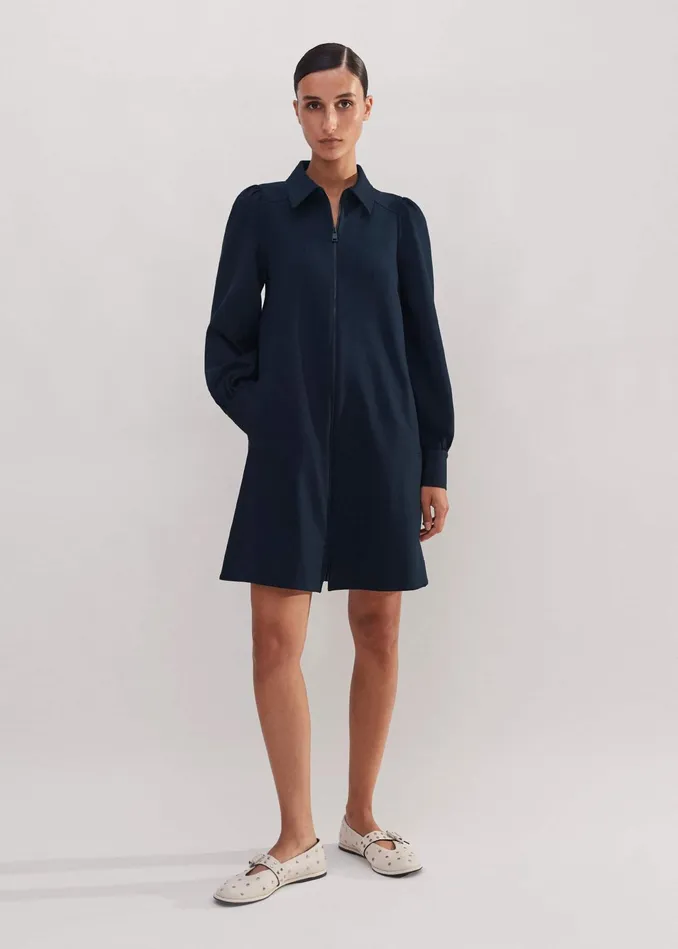 Women Travel Tailoring Shift Dress Navy MEEM