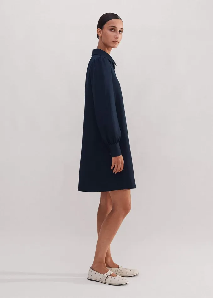 Women Travel Tailoring Shift Dress Navy MEEM