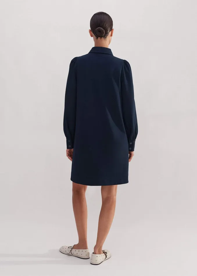 Women Travel Tailoring Shift Dress Navy MEEM