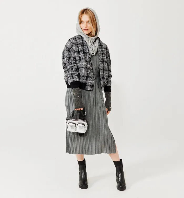 Women Tweed Bomber Jacket 8211 Multicolour Print Promod Jackets Women Tweed Bomber Jacket 8211 Multicolour Print Promod Jackets